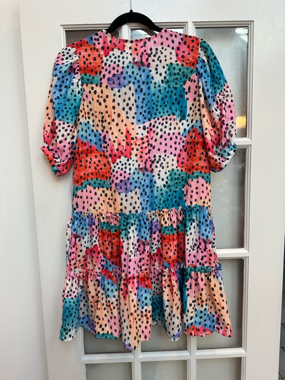Traffic People Art To Wear Retro Polka Dot Tiered Ruffle V-Neck Dress Size XS - Picture 5 of 13